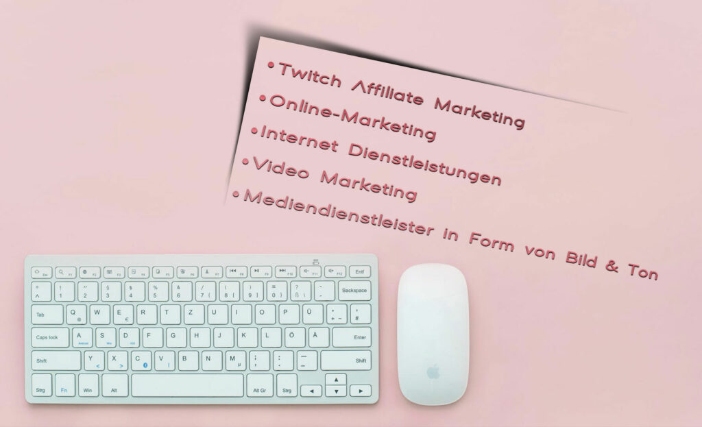 Pinker Hintergrund mit weißer Tastatur und Maus