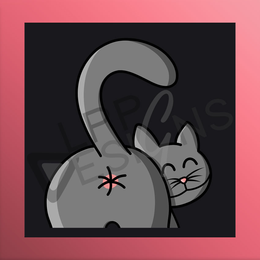 Katzenpo von grauer und grinsender Katze als Twitch Emote