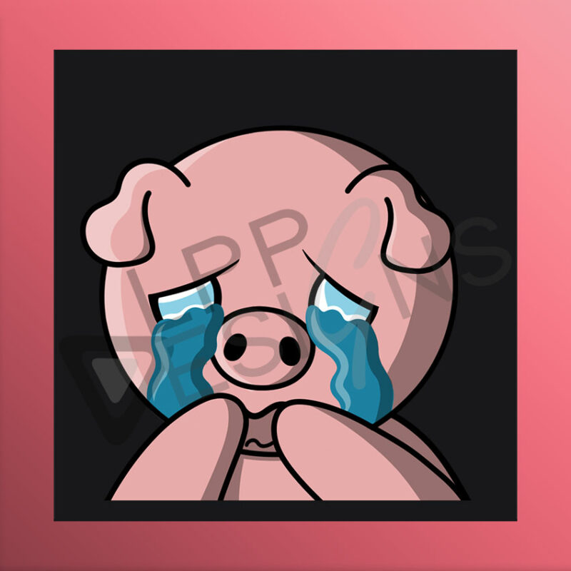 Rosa Schwein mit traurigem Blick und Tränen