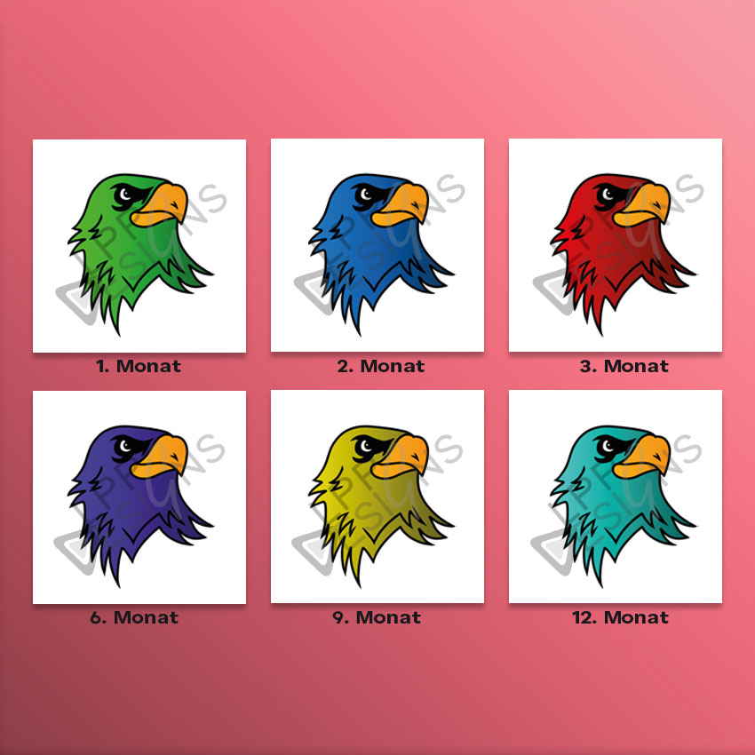 Clipart Adler in verschiedenen Farben als Abzeichen