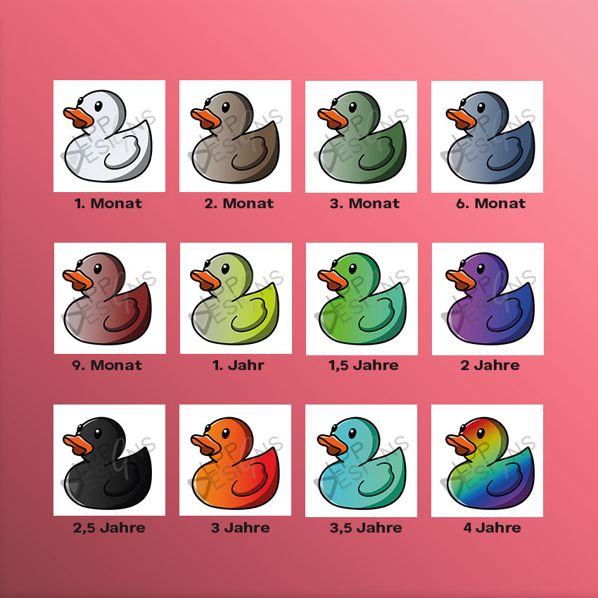 Bade Enten in verschiedenen Farben als Twitch Badges