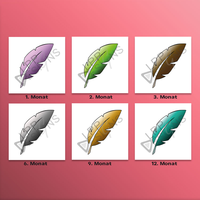 Clipart Federn in verschiedenen Farben als Twitch Abzeichen