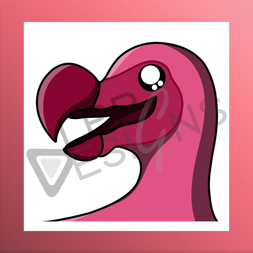 Pinker Dodo lächelnd als Herz geformt