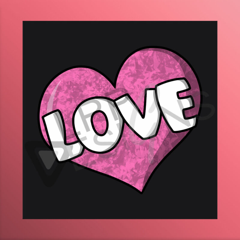rosa Herz mit Schriftzug Love als Twitch Emote