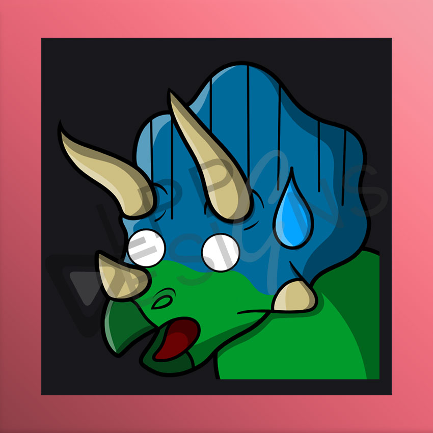 Grüner Triceratops Dino, welcher erschrocken guckt