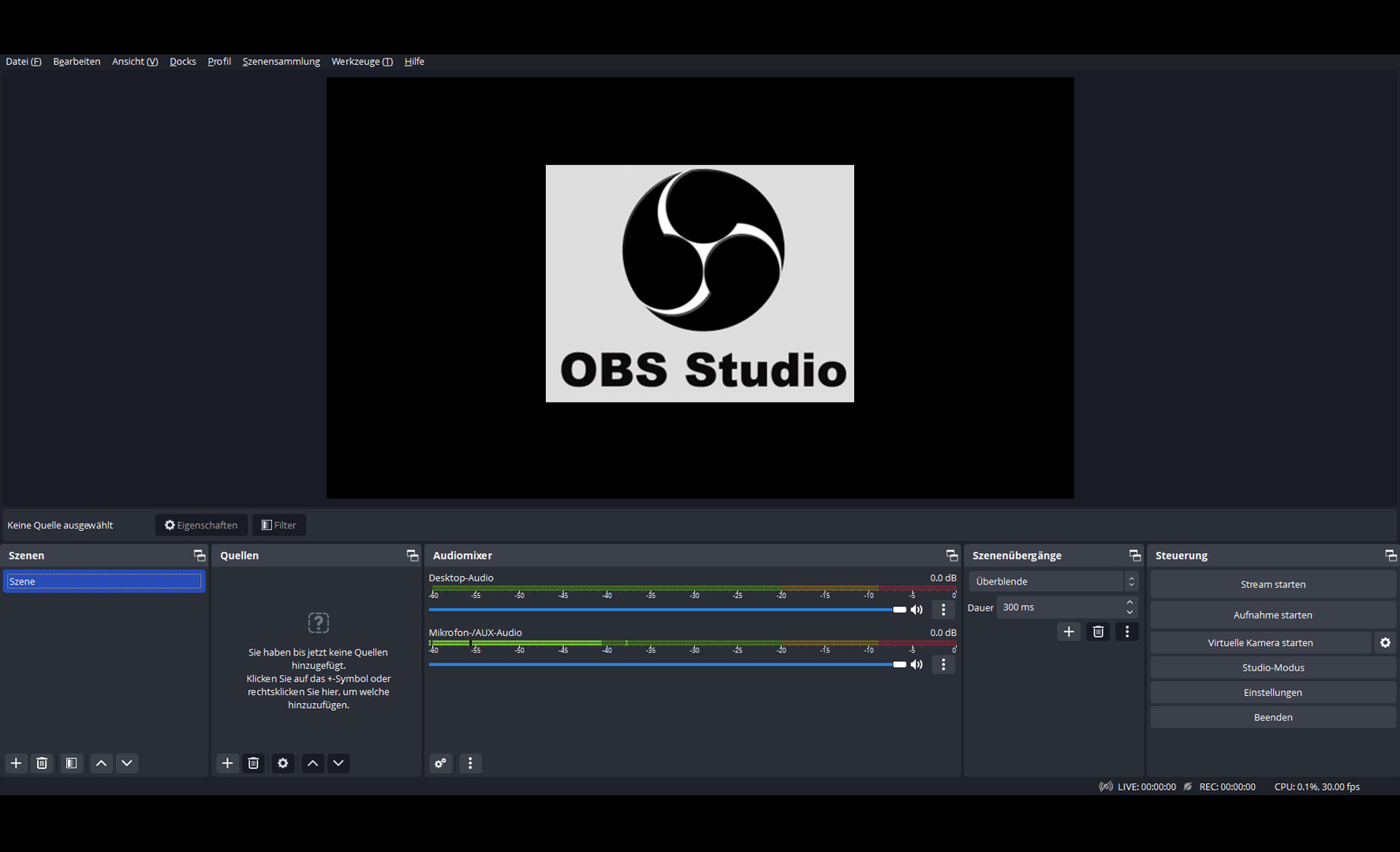 Screenshot von OBS Studio mit Logo