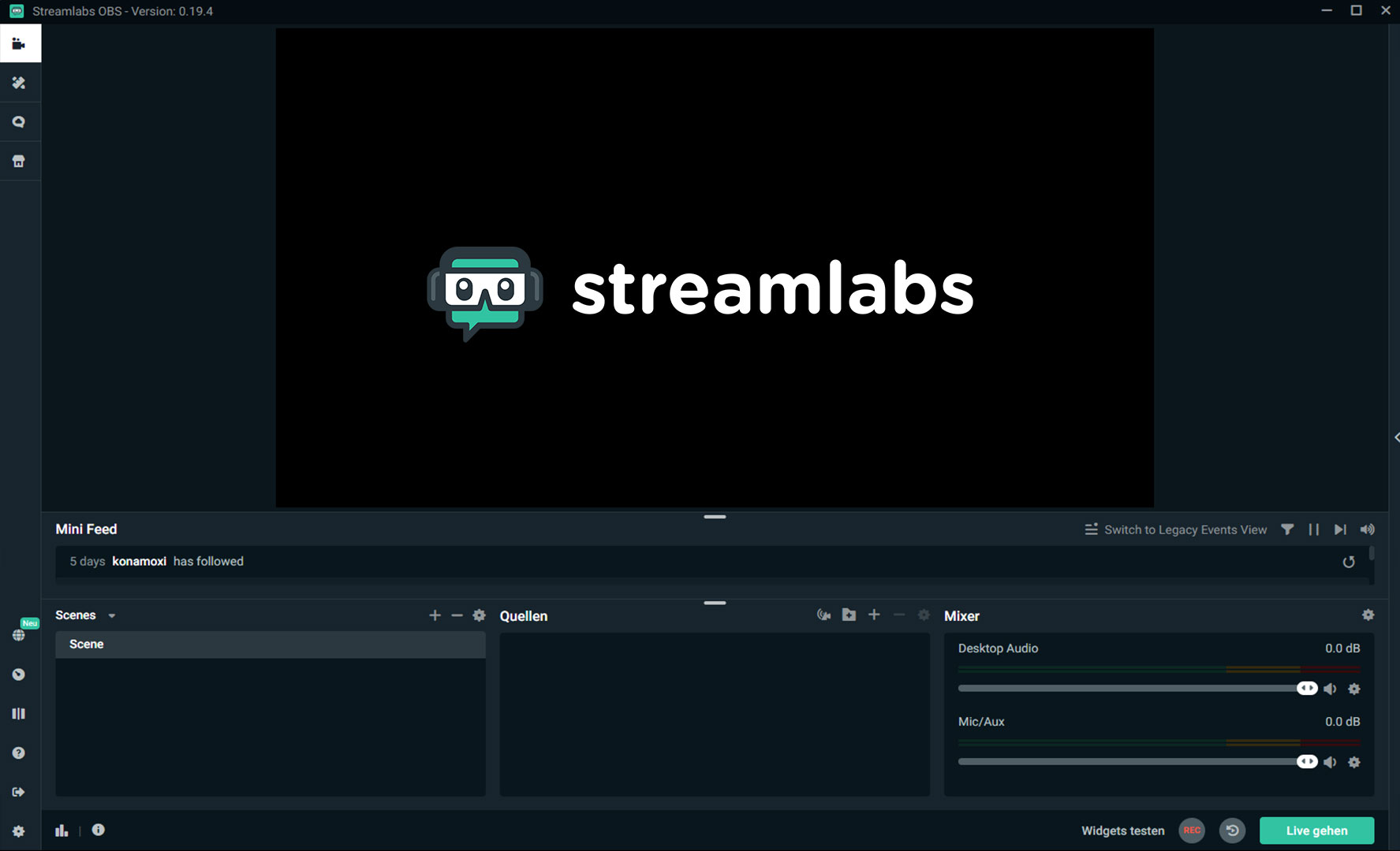 Screenshot von Streamlabs OBS mit Logo
