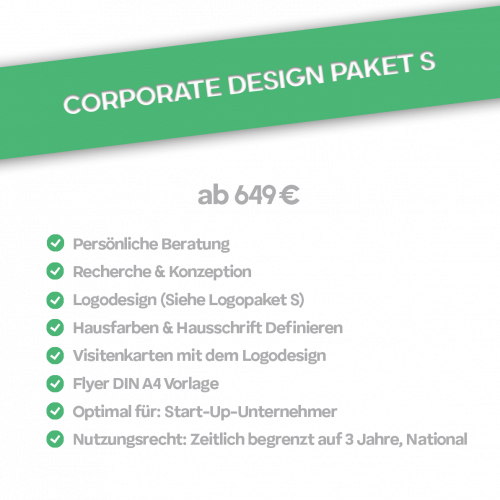 Preisliste für ein Corporate Design Größe S