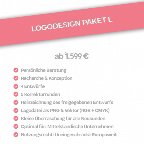 Preisliste für ein Logodesign Größe L